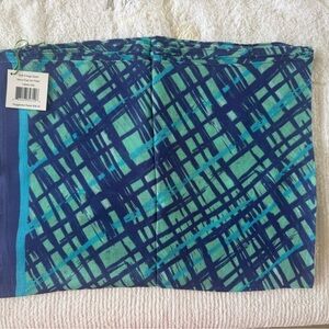 Vera Bradley soft fringe scarf Navy/Teal Art Plaid